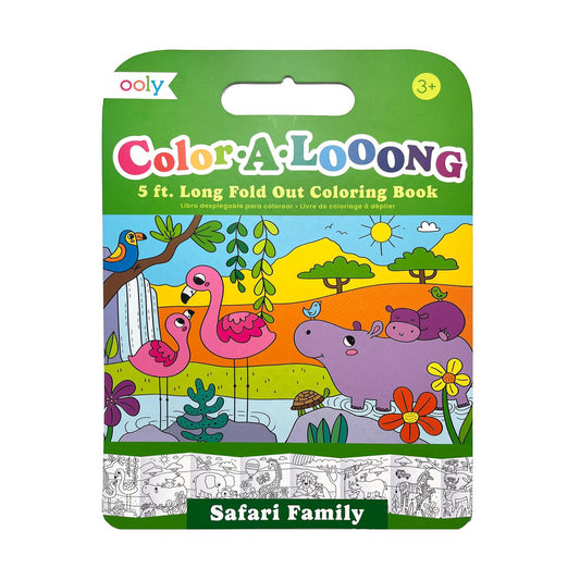 Ooly – Color-A-Looong Fold Out Kids Coloring Book (Safari Family)